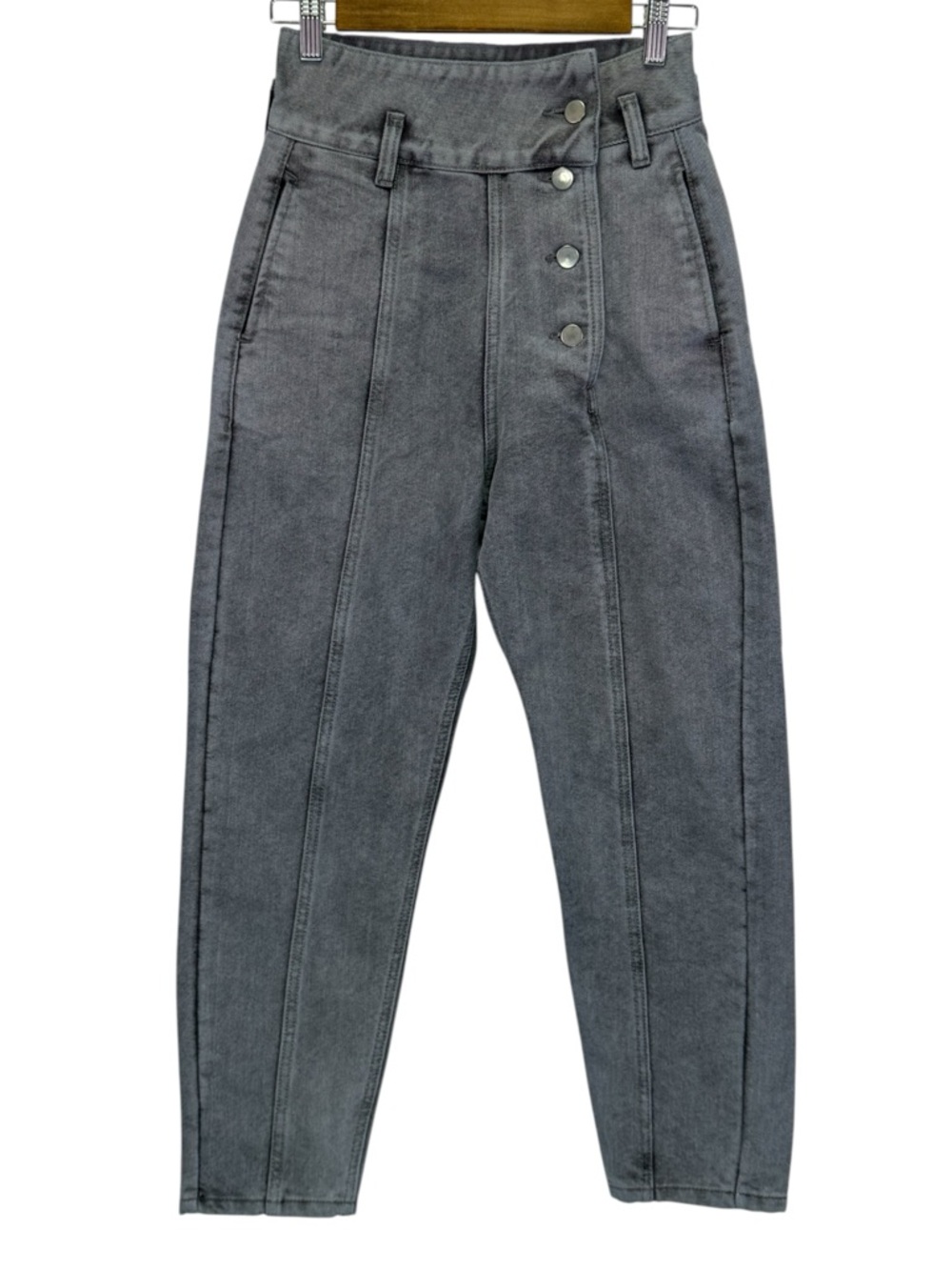 Tokyo Talkies Mom Fit Women's High Rise Button Fly Baggy Grey Jeans Size 28